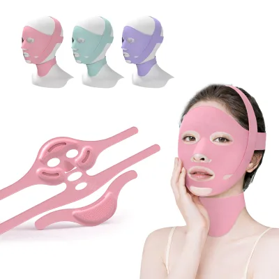 Customized Package Durable Silicone V Line Lifting Mask Jawline Physical Shaping Tool & Breathable Face Slimming Mask