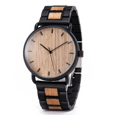 For High Grade Wood Stainless Steel Sport Watch 43mm Pointer Dial Men's Quartz Watch