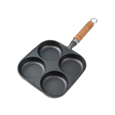 Factory Sale 4-in-1 Cast Iron Fry Pan Mini Egg and Cake Baker 4-Hole Breakfast Maker
