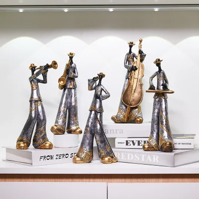 Vintage Band Figures Art Creative Ornaments Music Figures Living Room Bookshelf Wine Cooler Light Luxury Home Decor Resin Crafts
