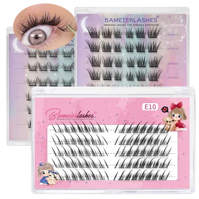 Bameier Vegan Bonding Reusable Pre Glued Cluster Lash Press on Eyelash with Personalized Packaging