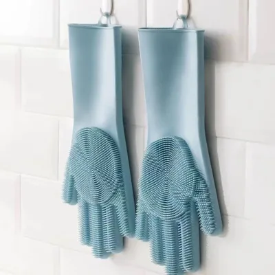 Silicone Dishwashing Gloves Magic Bathing Gloves Durable Abrasion-Resistant Waterproof Zhejiang Manufacturer Wholesale