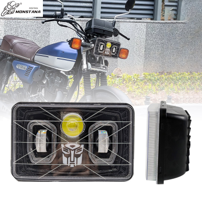 5inch Square Plastic Front LED Light High/Low Beam Headlamp Headlights Waterproof Black Universal Fit Motorcycle Headlight