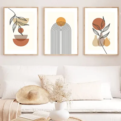 Wall Art Prints Minimalist Geometric Painting for Living Room Boho Plant Canvas Wall Art