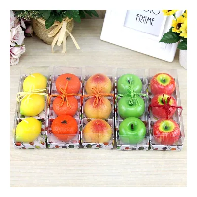 Christmas Paraffin Eco-Friendly Handmade 4-Piece Candle Set with Apple & Fruit Shapes for Home Decoration