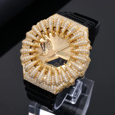 Buss Down GA2100 Handmade Metal Watch Bezel Brass VVS Moissanite Diamond Iced Watch Parts Claw Shock Watch Case