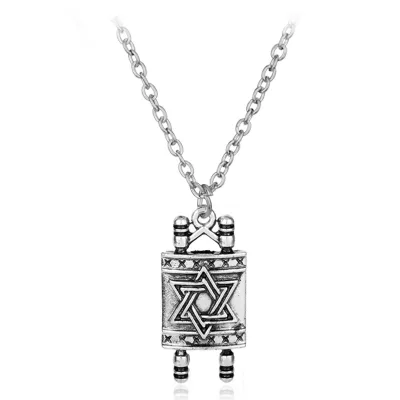 Viking Judaica Pendant Sefer Torah Scroll Hebrew Jewish Ethnic Necklace Jewelry