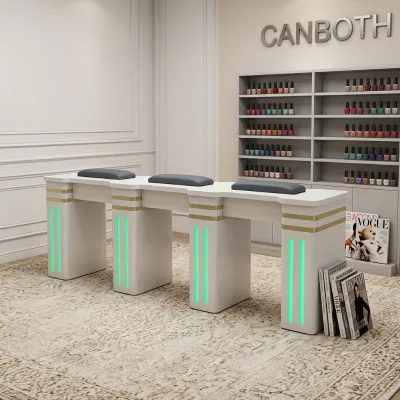 Modern Style Manicure Table and Chair Set Marble Top Guangdong Nail Tables with Vent for Sale CB-M1807
