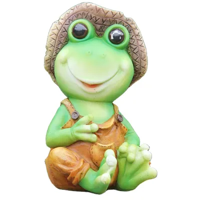 Cute Frog Statue Resin Crafts Home Garden Ornament Cartoon Animal Figurine