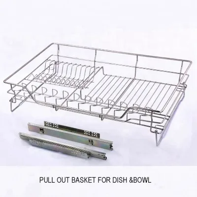Double Stainless Steel Undermount Slide Drawer Wire Basket Kitchen Organizer Cabinet Pull for Tool Storage Bathroom Rack System