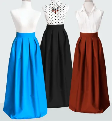 2022 Oem Floor Length Ball Gown Fully Lined Pleated Long Satin Skirt