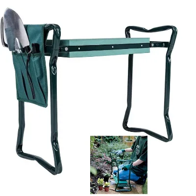 Folding Garden Kneeler Bench Stool Heavy Duty Kneeling Pad Cushion and Seat With Tool Pouch