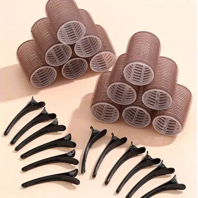 18pcs Self Grip Hair Rollers Set With Clips for Bangs and Curls No Heat Plastic Velcro Curler DIY Styling Tool Rizos Sin Calor