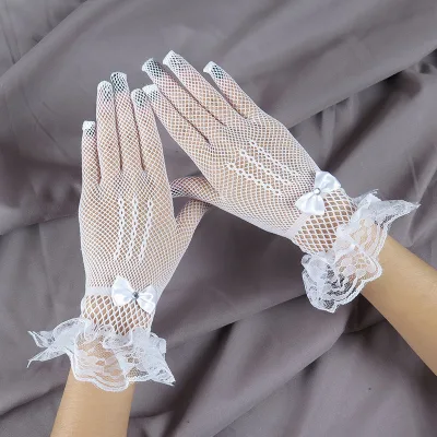 Wedding Hand Etiquette Mes Gloves Lace Bow Decoration Bride Ladies Sexy Nylon Gloves for Women