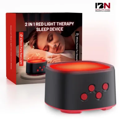 IBN17 Black Light White Noise Sleep Machine 8 Soothing Nature Sounds Adjustable Volume Dimmable Red Night Light Stress Relief