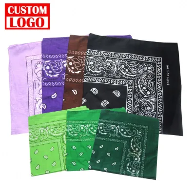 Wholesale Soft 100% Cotton Wcustom Design Square Paisley Bandana Handkerchief