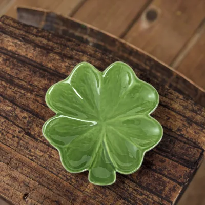 Four Leaf Clover Design Ceramic Ring Dish Beautiful Spoon Rests & Pot Clips