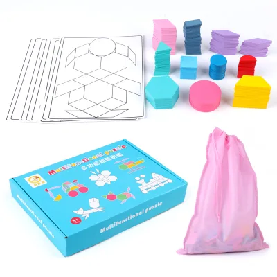 Unisex Premium Macaron Color 180-Piece Shape Puzzle DIY Toy Set EN71 Certified Puzzle for Hours of Educational Entertainment