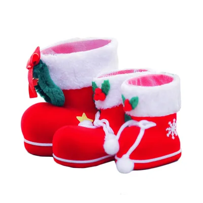 Wholesale Christmas Candy Boots Festive Holiday Gift Bag Plush Xmas Tree Hanging Stocking New Year Home Party Decor Candy Holder