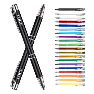 Hot Sale Affordable Retractable Pressing Slender Luxury Metal Ballpoint Pen with Custom Logo Print