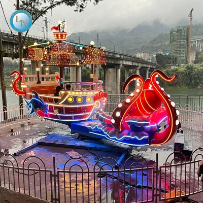 Waterproof Fiberglass Steel Night LED Octopus Pirate Ride Family Swing Thrill Machine Custom Color Amusement Equipment Outdoor