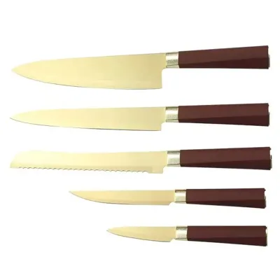 Professional 5 Pieces Japanese Style Kitchen Chef Knives Set With Comfortable Touch Handle