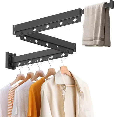 Telescopic Aluminum Clothes Drying Rack Rust-Proof Extendable Laundry Rack for Balcony Apartment Space Saving