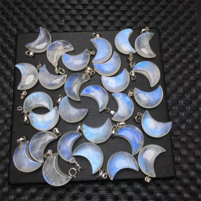 Natural Gemstone Pendant Wholesale Crystal Healing Stones Blue Moonstone Jewelry Necklace Aquamarine Malachite for Gift