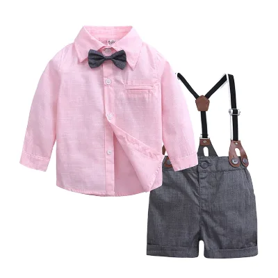High Quality Cotton Boys Suits Little Gentleman Style Kids Clothing Sets Casual Long Sve Outfits
