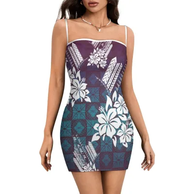 Custom Fashion Summer Sling Strap Design Bodycon Dress Strapless Spaghetti Strap Sleeveless Short Dress Big Size Ladies Dress