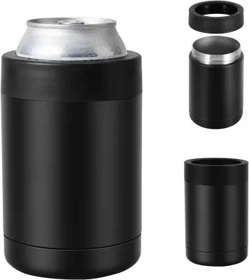 4 in 1 Universal Can Cooler | Stainless Steel Double Wall Insulated Tumbler for Slim and Regular Cans