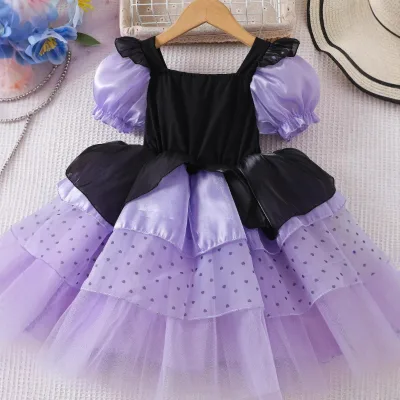 Purple Lolita Dress for Girls New Summer Collection Sweet Cool Princess Cotton Kids' Halloween Costume with Lace Decoration