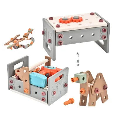 HYUE ABS PRETEND PLAY 120PCS DIY TOYS Self-loading Tool Box and Bricks Power Tool Set Toy for KIDS