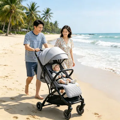 JXB Extended and Widened Sleeping Basket Luxury Finish Umbrella Buggy with Leather Handle