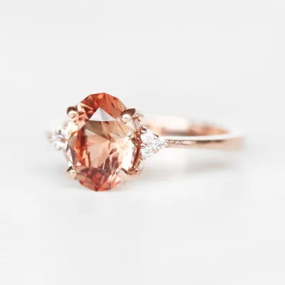 Diamond and Dark Color Sunstone Engagement Ring Elegant Jewelry for Weddings Parties Anniversaries