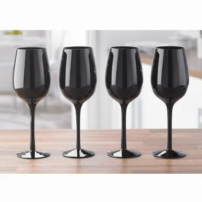 Custom Logo Tasting Wine Glassware Colored Champagne Flute Goblet Black Wine Glasses