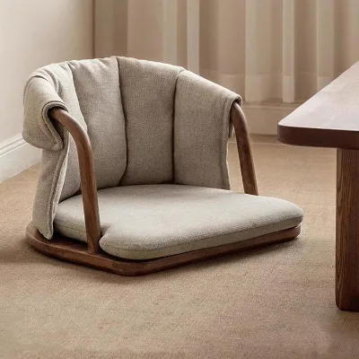 Solid Wood Japanese Tatami Tea Chair Walnut New Modern Leisure Living Room Soft Cushion Backrest Meditation Chair