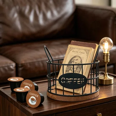 Metal Coffee Capsule Storage Basket Mini Modern Design for Home Use & Multi-Purpose Storage of Fruit Nuts Snacks & Beverages