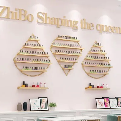 Nail Salon Shelf Rack Wall Mounted Wall Hanging Iron Nail Polish Storage Rack Gold Nail Polish Display Rack Display