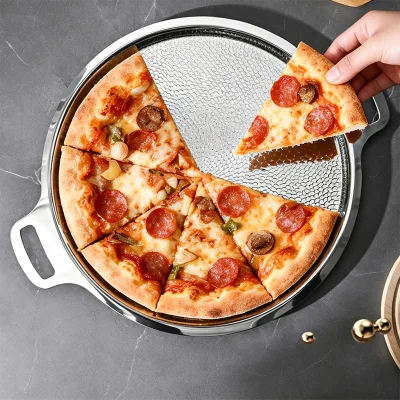 Wholesale Custom Uncoat Double Ear Pizza Pan Tray Frying Pan Skillet Thickened Flat Shallow Titanium Fry Pan Non Stick