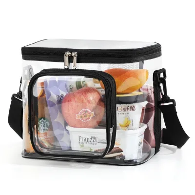 Large Capacity PVC Transparent Square Waterproof Multi-Functional Lunch and Cosmetic Bag Fashionable Crossbody Design