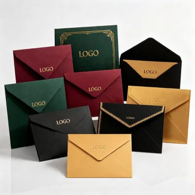 Custom Hot Gold Stamping Paper Gift Envelope Business Card Packaging Wedding Invitation Envelope