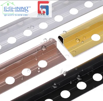 Silver Aluminum Tile Edge Trim, Decorative Metal Moulding for Kitchen Furniture & Tile Accessories
