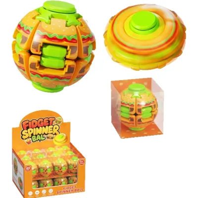 Hamburger Waffle Press-and-spin Decompression Ball Cross-border New Product Fingertip Puzzle Stress-relief Toy Portable Musthave