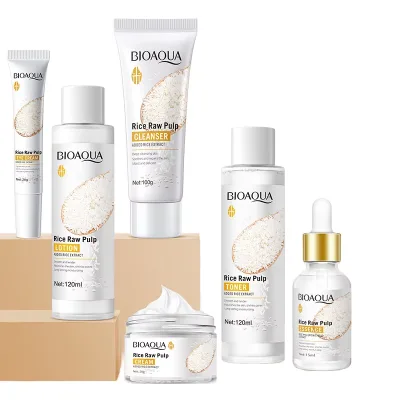 Professional Hydrate Glow Repair Anti-Aging Rice Water Facial Skin Care Routine Kit Rice Whitening Face Skin Care Set