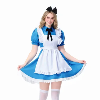 PEEQI Y6028 Summer Wholesale Princess Dress Halloween Costume Maid Cosplay Performance Country Style Women Dress