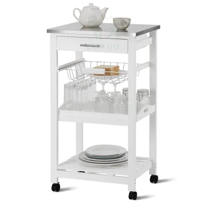 Kitchen Serving Trolley Cart Food Wooden Trolley Tea Trolley With Wheels