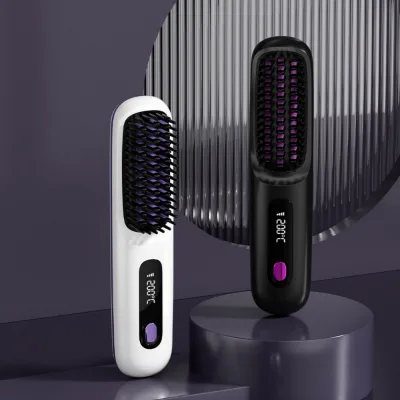 Hair Straightener Comb Hair Curly Detangling Brush Professional Multifunctional 2 in 1 Fast Heating Anti-Scald Styler Tools