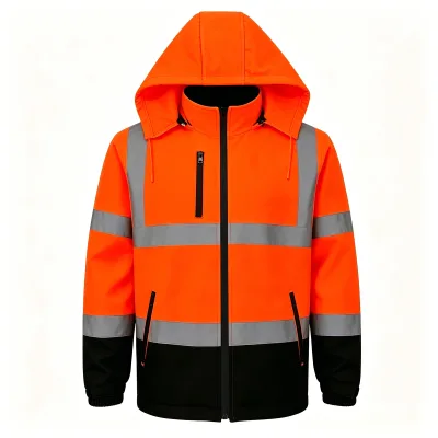 Hi Vis Waterproof Softshell Safety Jacket Windproof Warm Fleece Work Wear Reflective High Visibility Mens Construction Jacket