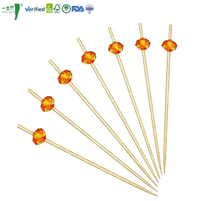 Free Sample Wholesale Biodegradable Food Picks Kids Bamboo Bead Picks Bulk